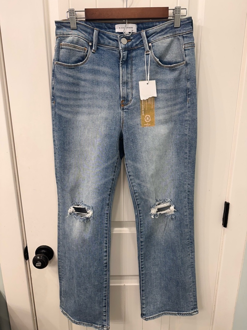 NWT Risen Los Angeles High Rise Crop Straight Leg Jeans Distressed Size 11